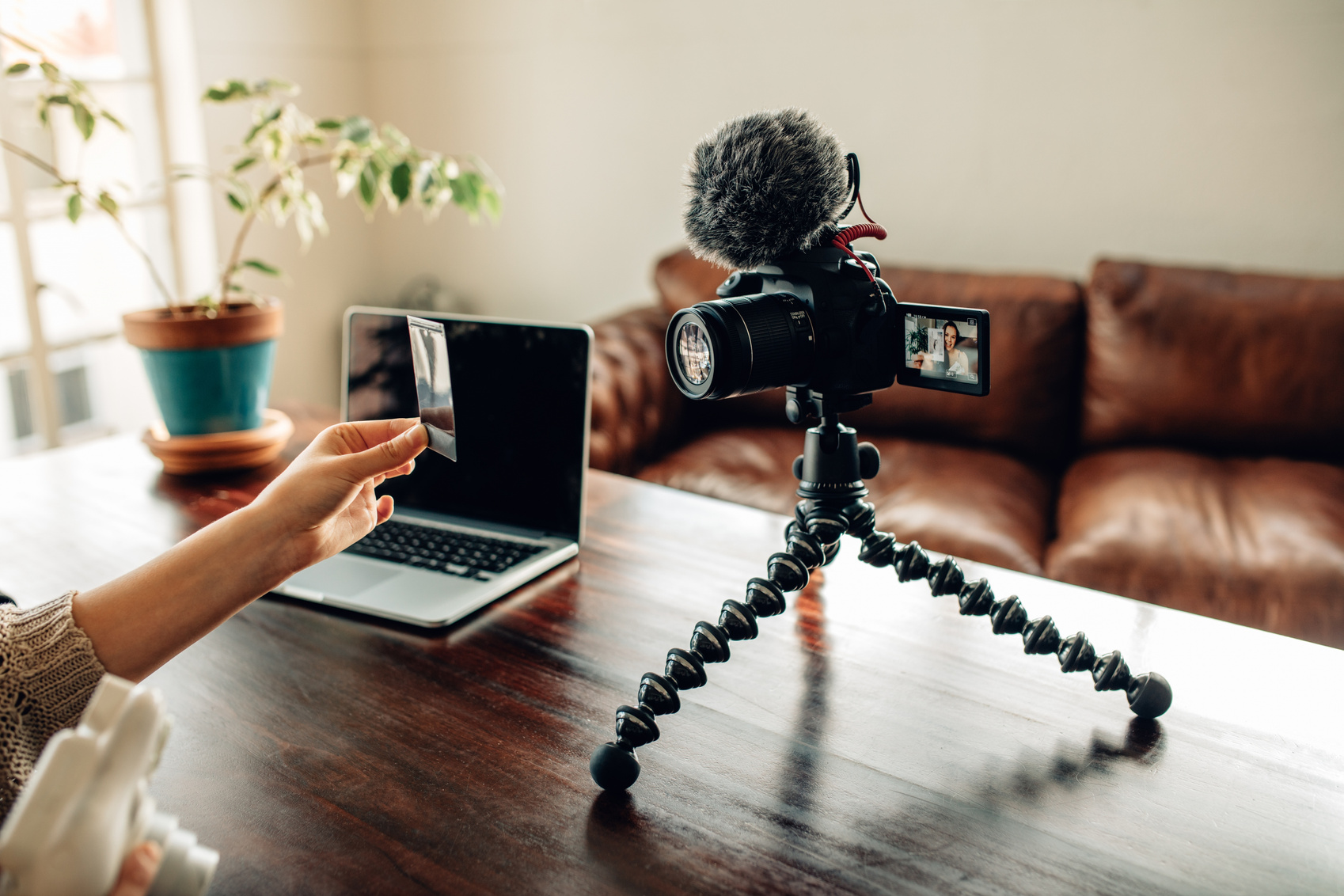 Blogger Recording her Content on Camera